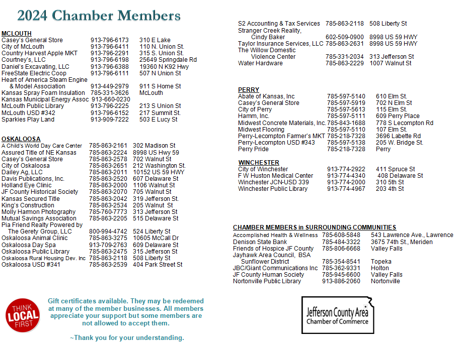 City of McLouth > Things To Do > Local Shopping Chamber